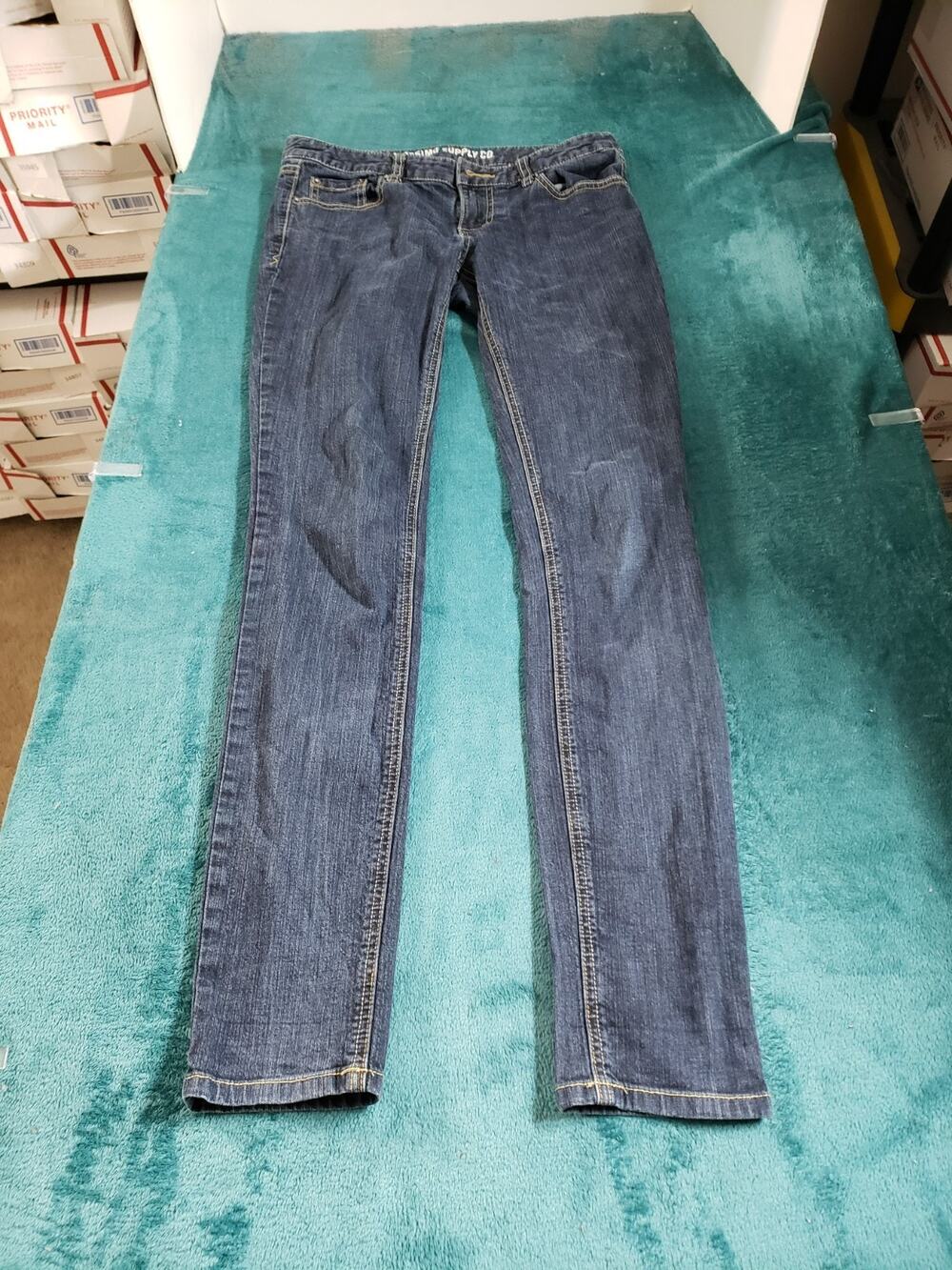 Mossimo Jeans Size 7 Women Blue Denim Stretch Pants Juniors Mid Rise Skinny